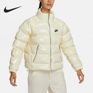 Nike/耐克冬季女士简约保暖宽松亮面漆皮棉服FQ3575-113