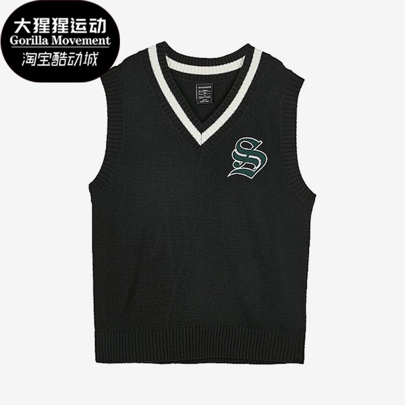 Skechers/斯凯奇正品新款男女同款V领无袖套头舒适运动背心马甲