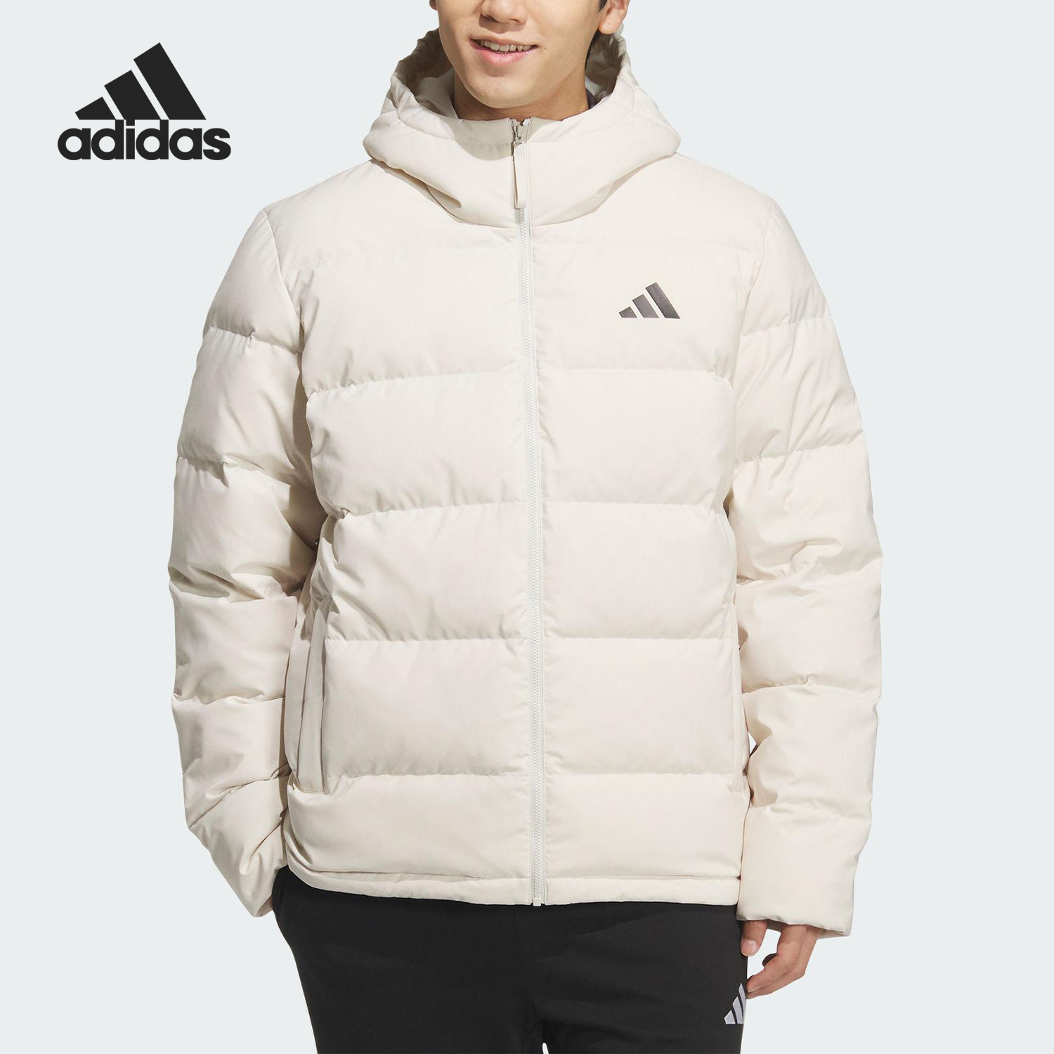 Adidas/阿迪达斯正品2025男士运动休闲连帽保暖羽绒服KF4398