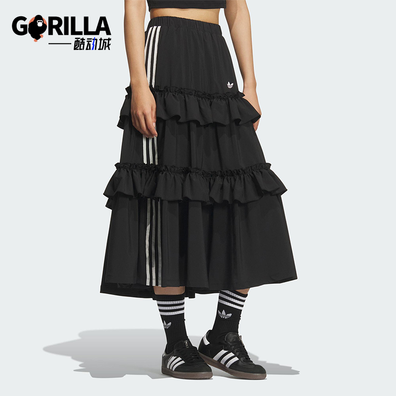 Adidas/阿迪达斯正品三叶草女士休闲宽松时尚垂坠蛋糕裙KQ6505