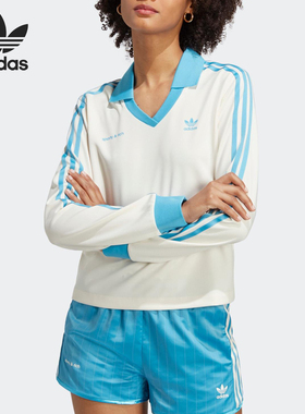 Adidas/阿迪达斯正品三叶草女士印花美式复古正肩袖T恤IN5249