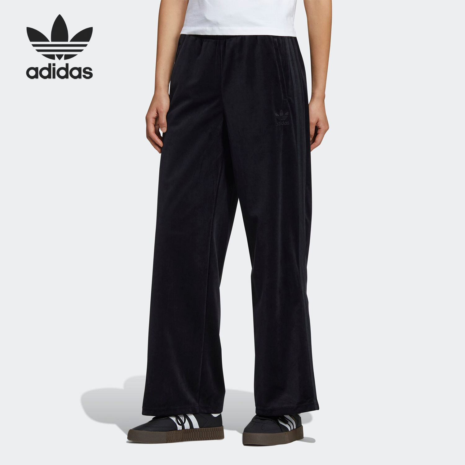 阿迪达斯女子阔腿宽松运动裤