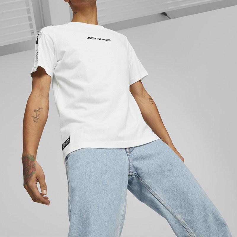 Puma/彪马官方正品当季新款男士简约运动车队透气时尚拼接短袖