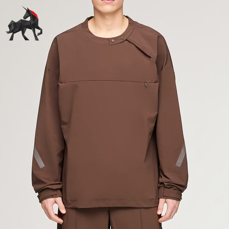 Adidas/阿迪达斯正品男棕色半拉链宽松日常经典休闲卫衣KD3494