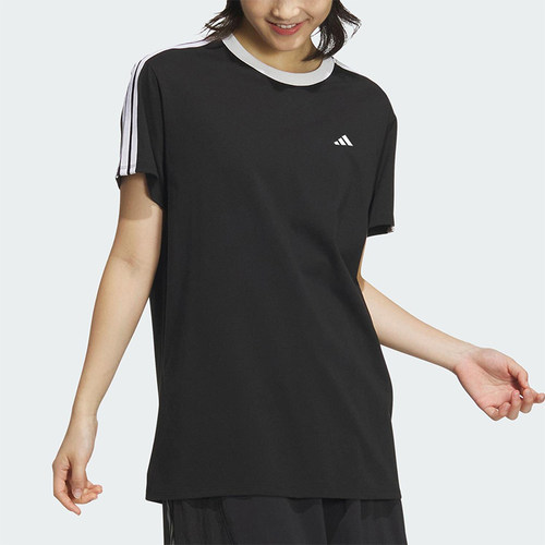Adidas/阿迪达斯正品DANCE TEE1女士经典运动条纹短袖T恤JY7612
