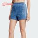 三叶草女士透气运动三条纹牛仔短裤 Adidas 阿迪达斯正品 JD2562