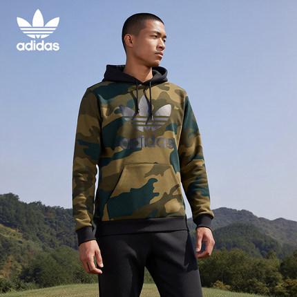 Adidas/阿迪达斯官方正品三叶草男士套头连帽运动休闲卫衣FM3395