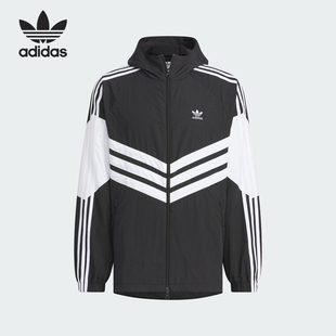 经典 26夏三叶草男士 宽松连帽防风服JM7260 阿迪达斯正品 Adidas