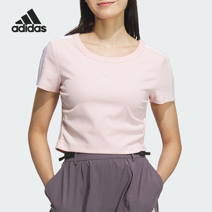 三条纹短袖 Adidas 女士经典 阿迪达斯官方正品 T恤JY7650 2025新款