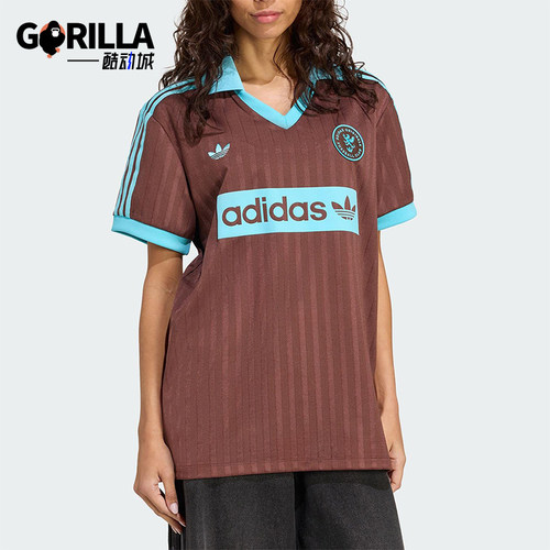 Adidas/阿迪达斯正品三叶草女士透气宽松翻领复古POLO衫JY3542