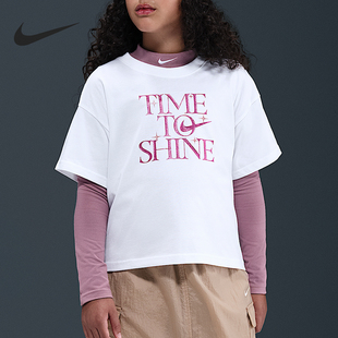 大童字母印花亲肤透气运动短袖 Nike 耐克正品 夏季 100 HV5722