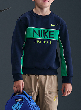 Nike/耐克正品.Net幼童套头加绒圆领刺绣针织休闲卫衣IO6118-410
