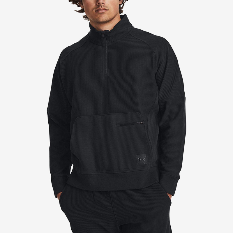 UA/安德玛正品Ottoman男子纯色立领半拉链卫衣套头衫1382115-001