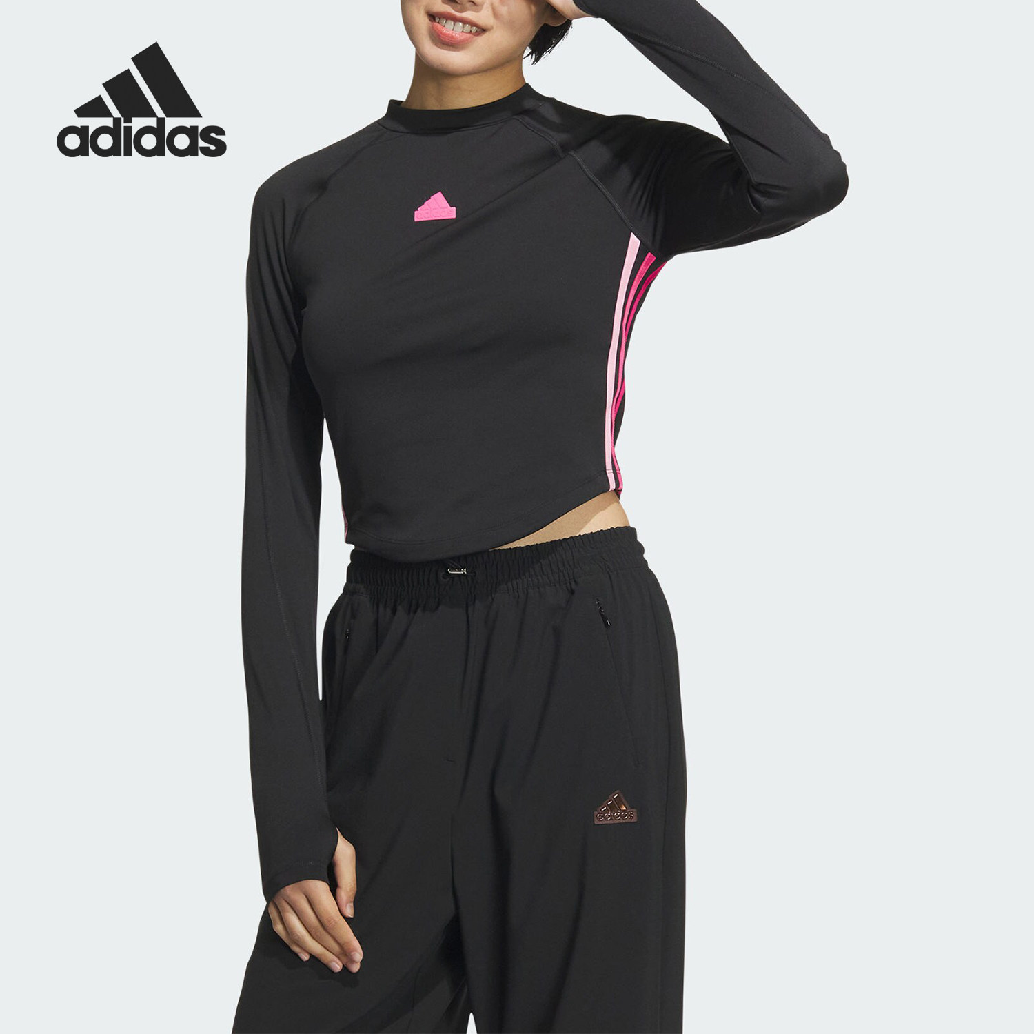Adidas/阿迪达斯正品LS TEE 女士运动休闲修身长袖T恤JJ3601
