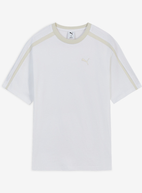 Puma/彪马正品T7新款男白米白色宽松拼色经典短袖T恤638457-02
