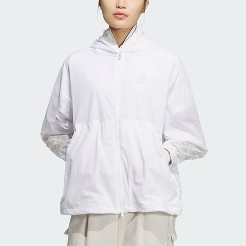 Adidas/阿迪达斯正品DWR FZ女士宽松高尔夫经典运动外套JF4595