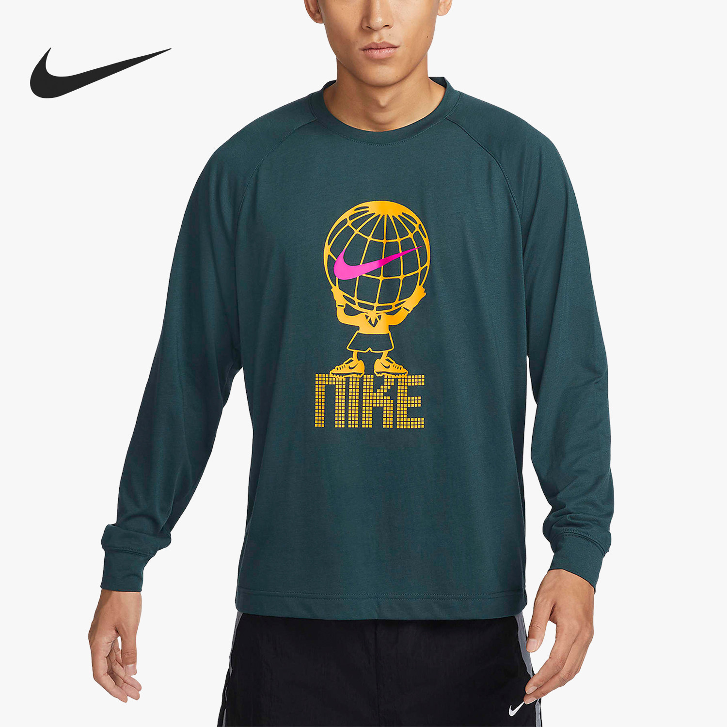 Nike/耐克官方正品新款男子足球运动宽松透气圆领长袖T恤FB6805