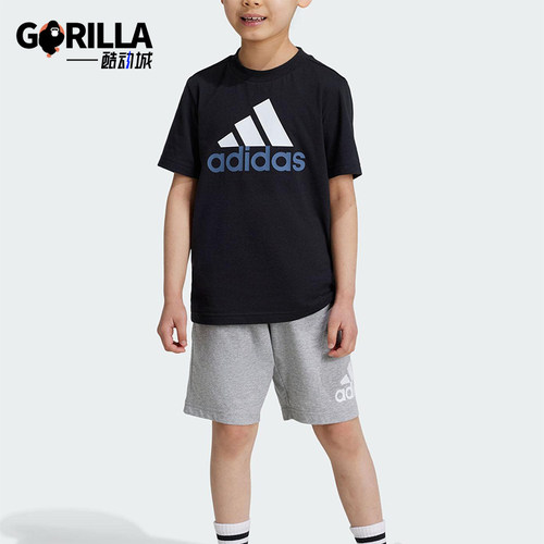 Adidas/阿迪达斯正品LK BL CO T SET小童经典运动短袖套装IX7325