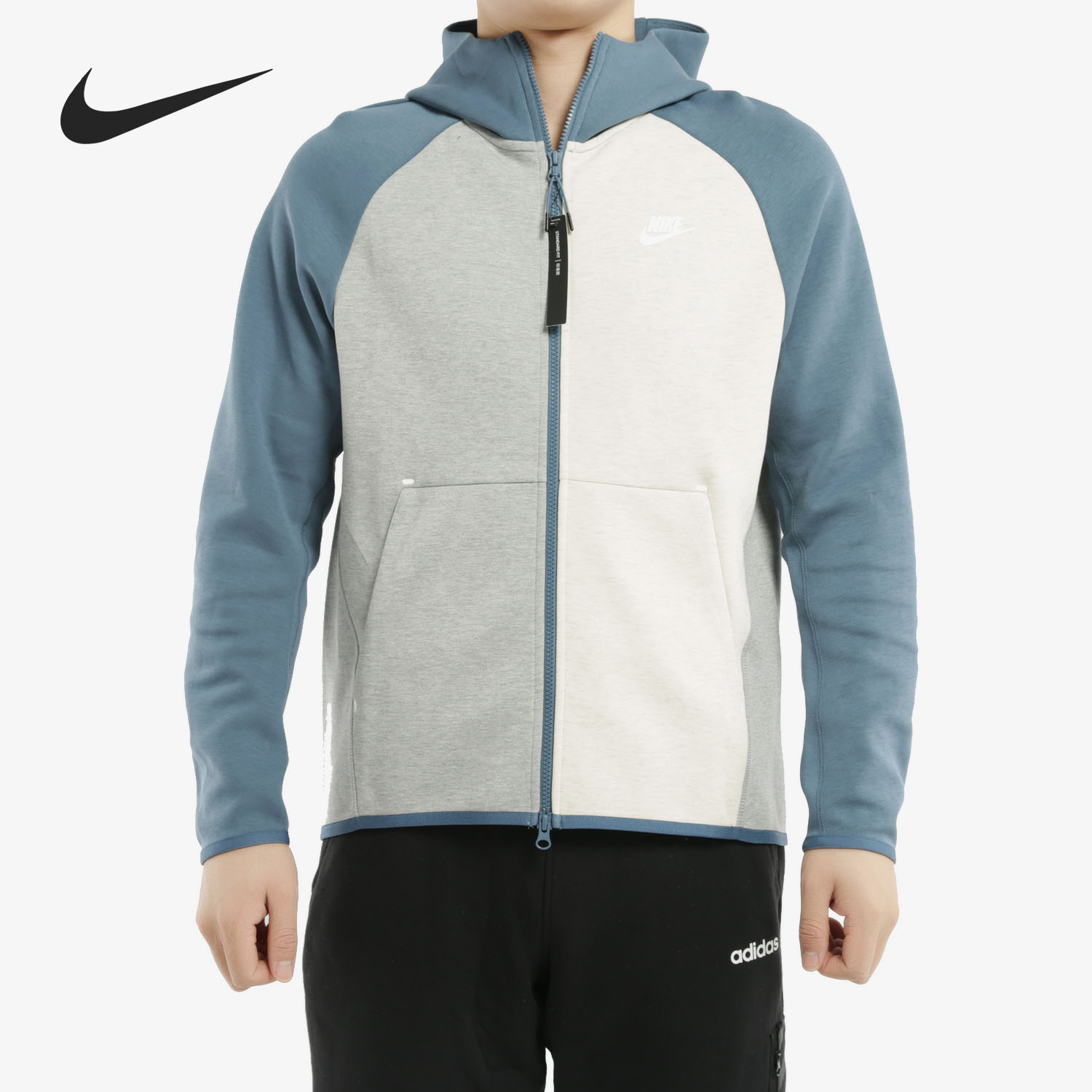Nike耐克正品WEAR TECH FLEECE男子拉链开襟休闲连帽衫外套928484