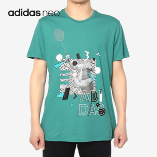 休閑運(yùn)動圖案短袖 Adidas 阿迪達(dá)斯正品 NEO男子夏季 T恤EA3526