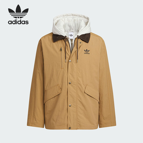 Adidas/阿迪达斯正品三叶草男士休闲连帽保暖二合一棉服KW1241