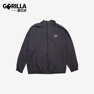连帽运动训练薄款 2025男士 透气外套KC6009 阿迪达斯正品 Adidas