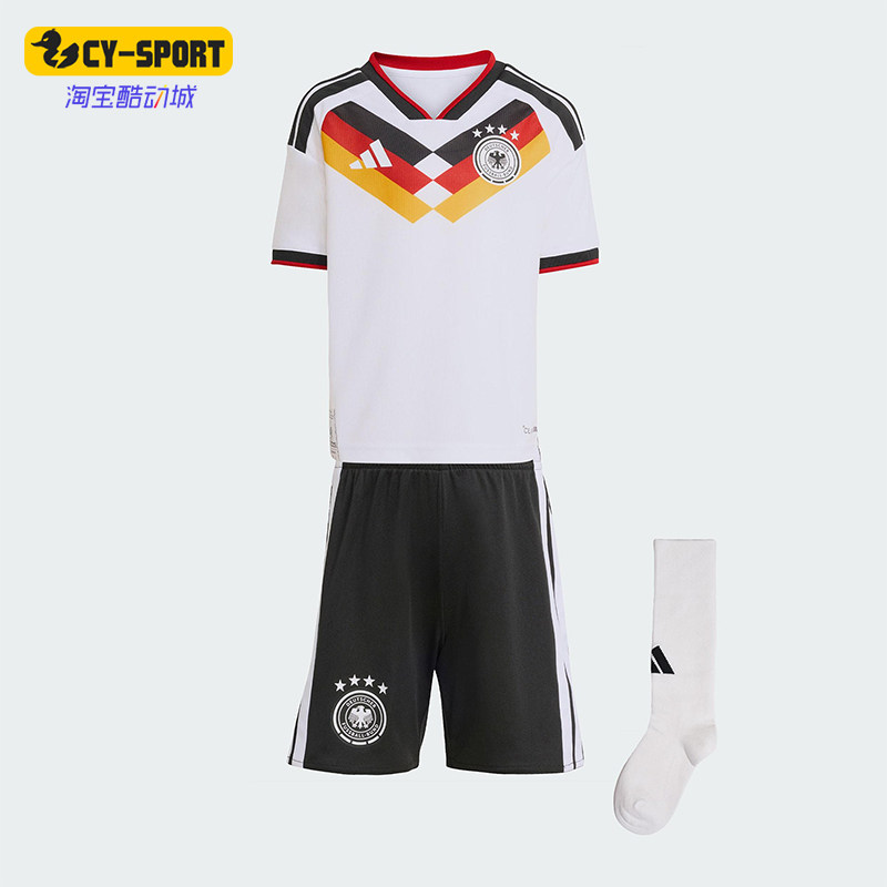Adidas/阿迪达斯正品2025小童运动V领套头耐穿透气足球套装JZ4561