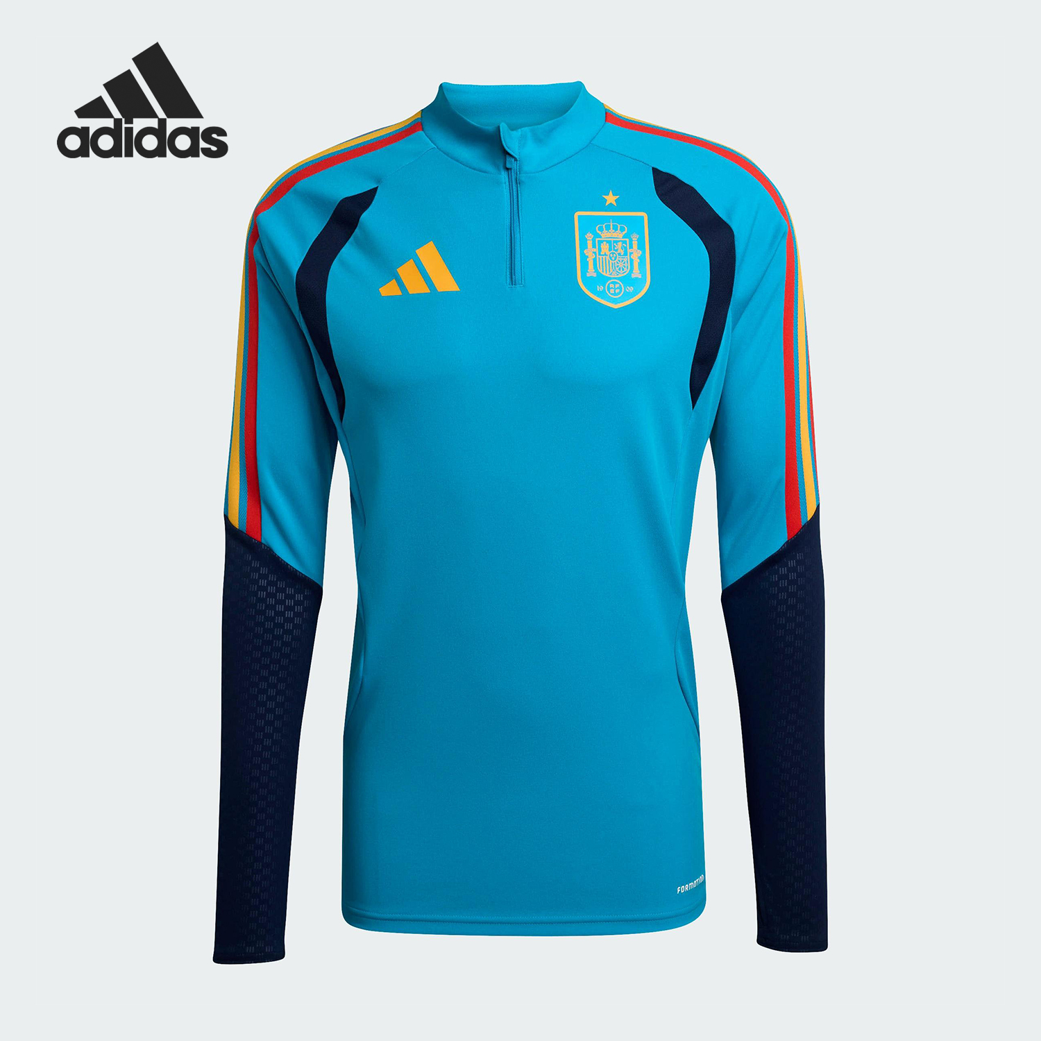 阿迪达斯男士立领拼接足球上衣