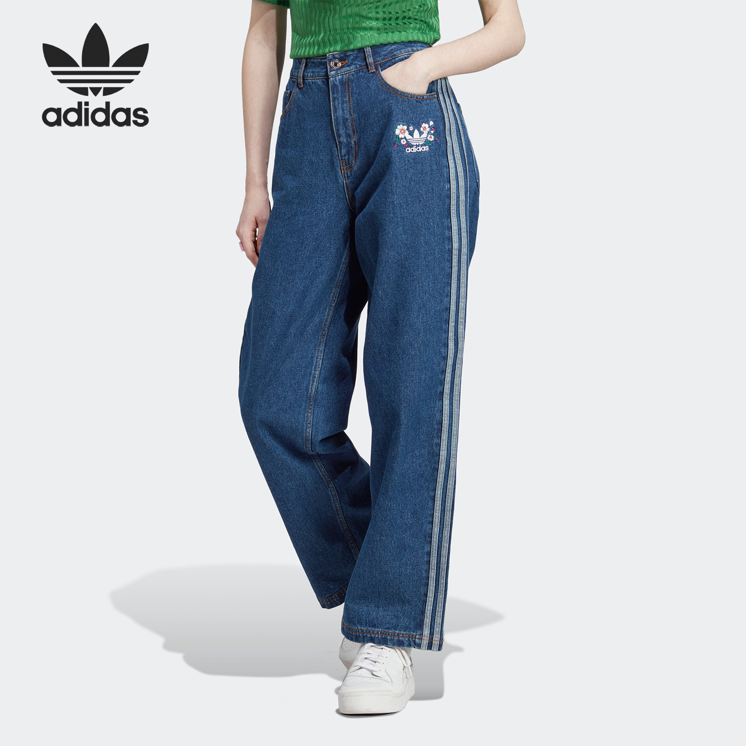 Adidas/阿迪达斯官方正品 DENIM PANT三叶草女子运动长裤 IP3768-封面