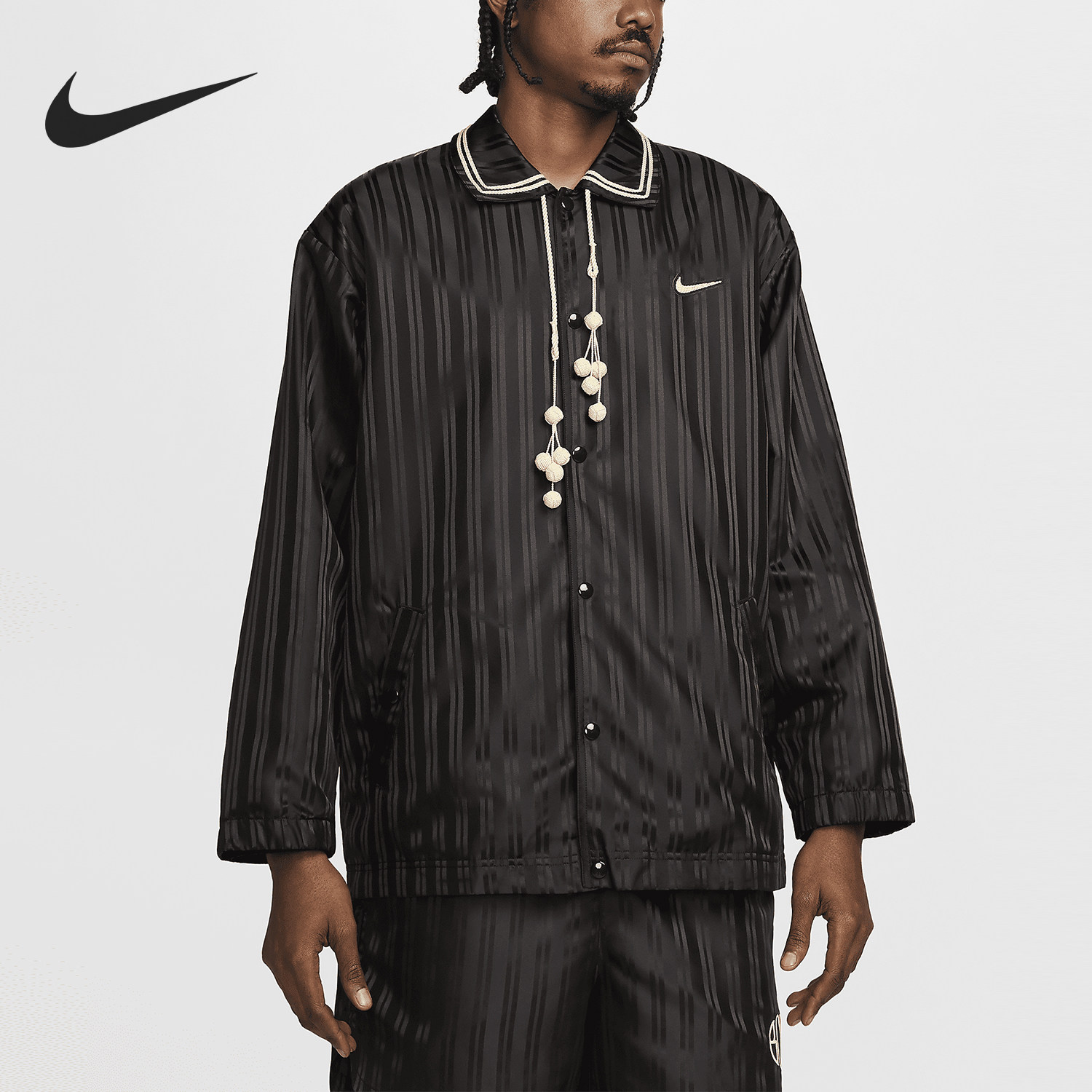 Nike/耐克官方正品男士条纹翻领长袖夹克外套FJ0135-235
