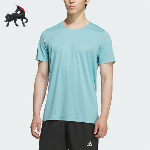 Adidas/阿迪达斯正品2025夏季款男士透气跑步圆领训练短袖KH3753