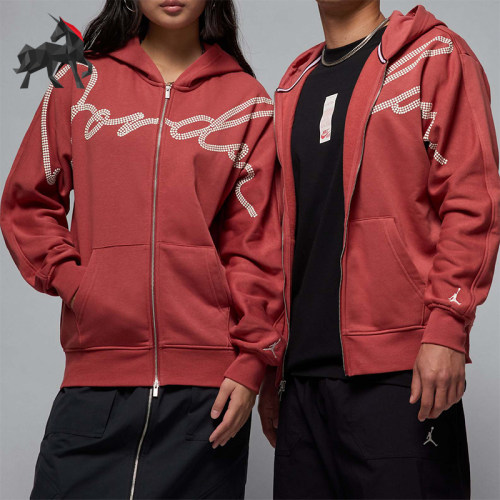 Nike/耐克正品JORDAN男士加绒连帽针织印花外套HF9296-691