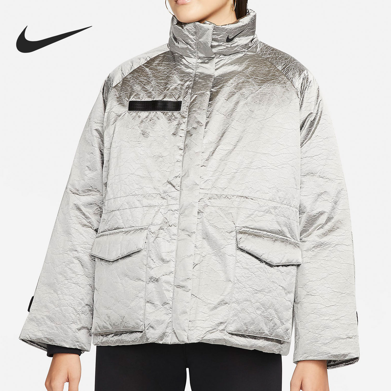 耐克女子立领保暖运动棉服