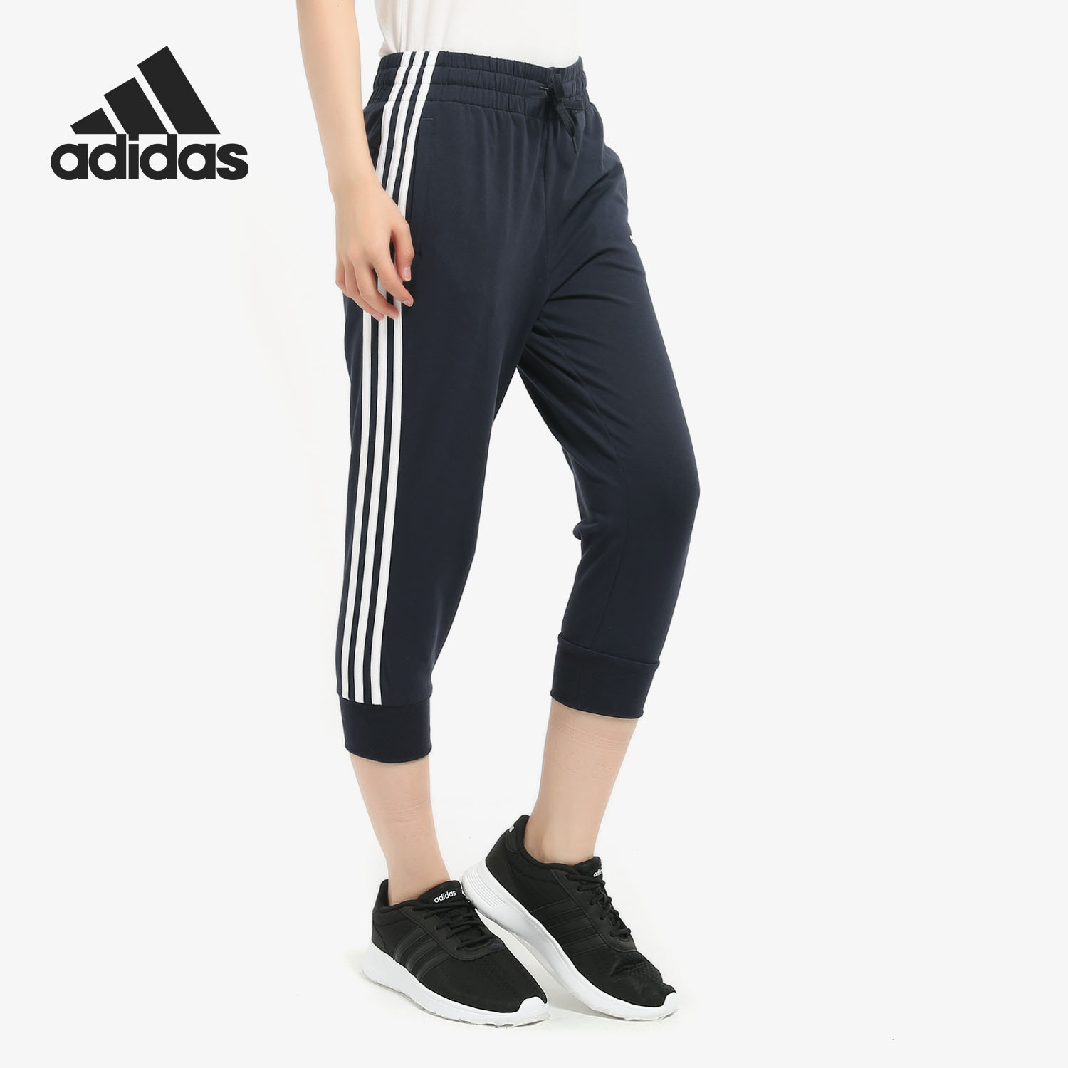 Adidas/阿迪达斯正品女子W E 3S 3/4PT SJ针织中长裤DU0706