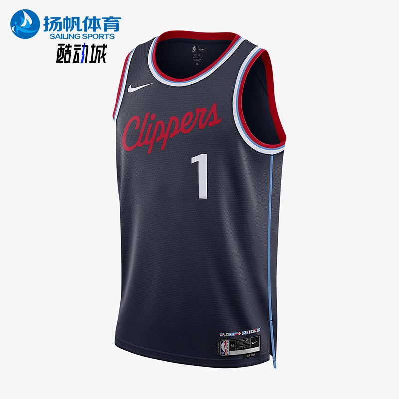 Nike/耐克正品洛杉矶快船队男士圆领透气运动背心T恤FQ4702-422