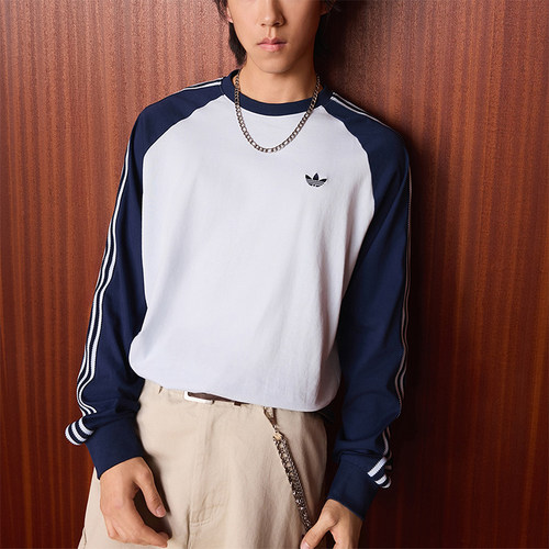 Adidas/阿迪达斯正品三叶草男士圆领复古运动经典长袖T恤KV4447