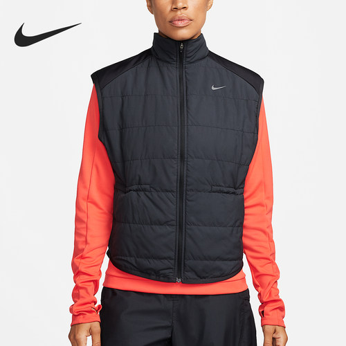 Nike/耐克正品女士休闲Logo印花拉链运动棉马甲FB7537-010
