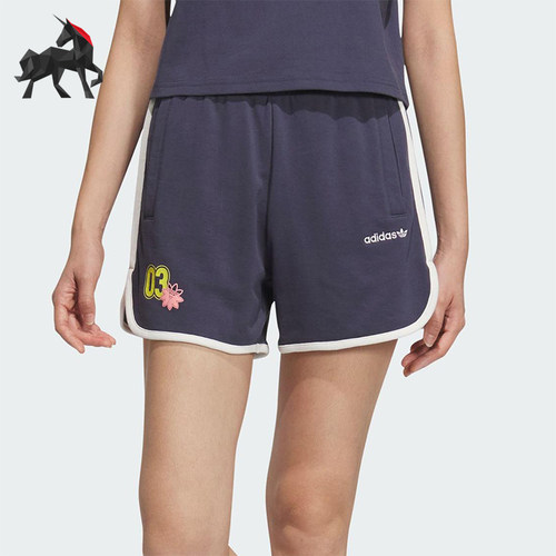 Adidas/阿迪达斯正品三叶草女士运动复古图案居家休闲短裤JX6572