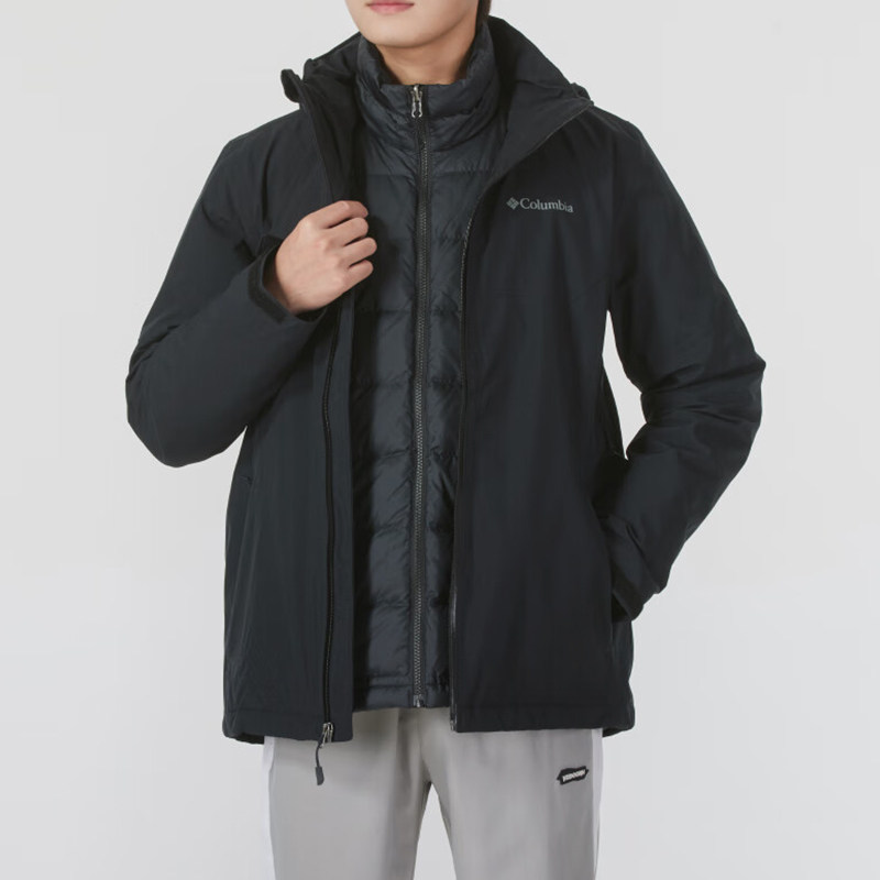 Columbia/哥伦比亚正品宽松男士三合一羽绒冲锋衣WE6671010