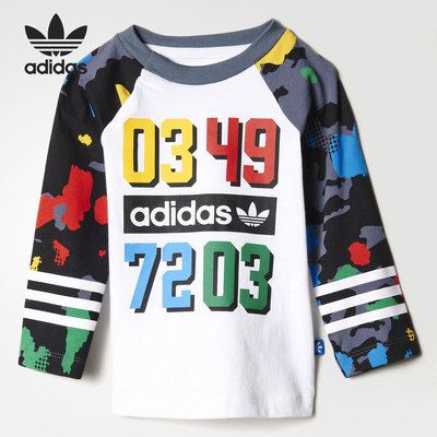 Adidas/阿迪达斯官方正品三叶草印花长袖T恤新款长袖T恤AY8559