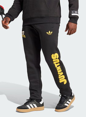 Adidas/阿迪达斯正品三叶草男士运动保暖印花束脚长裤JF2569