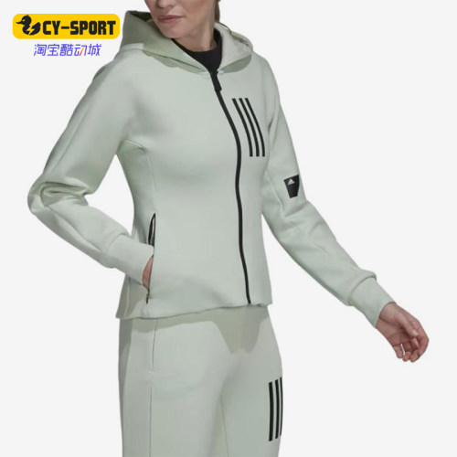 Adidas/阿迪达斯正品女绿色亚麻休闲舒适轻便经典夹克外套HC8809