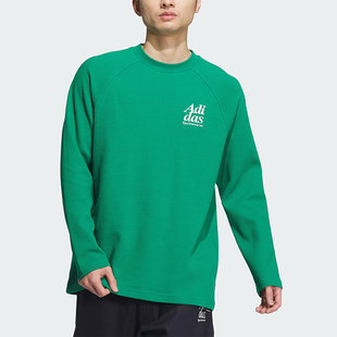 圆领宽松休闲运动长袖 26夏男士 T恤JE6098 阿迪达斯正品 Adidas