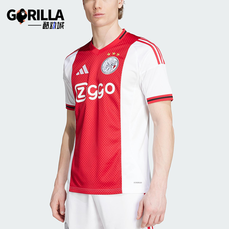 Adidas/阿迪达斯正品AJAX H JSY男士V领透气足球运动短袖JP1448