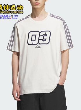 Adidas/阿迪达斯正品2025夏季款男士针织经典户外宽松短袖JX2634