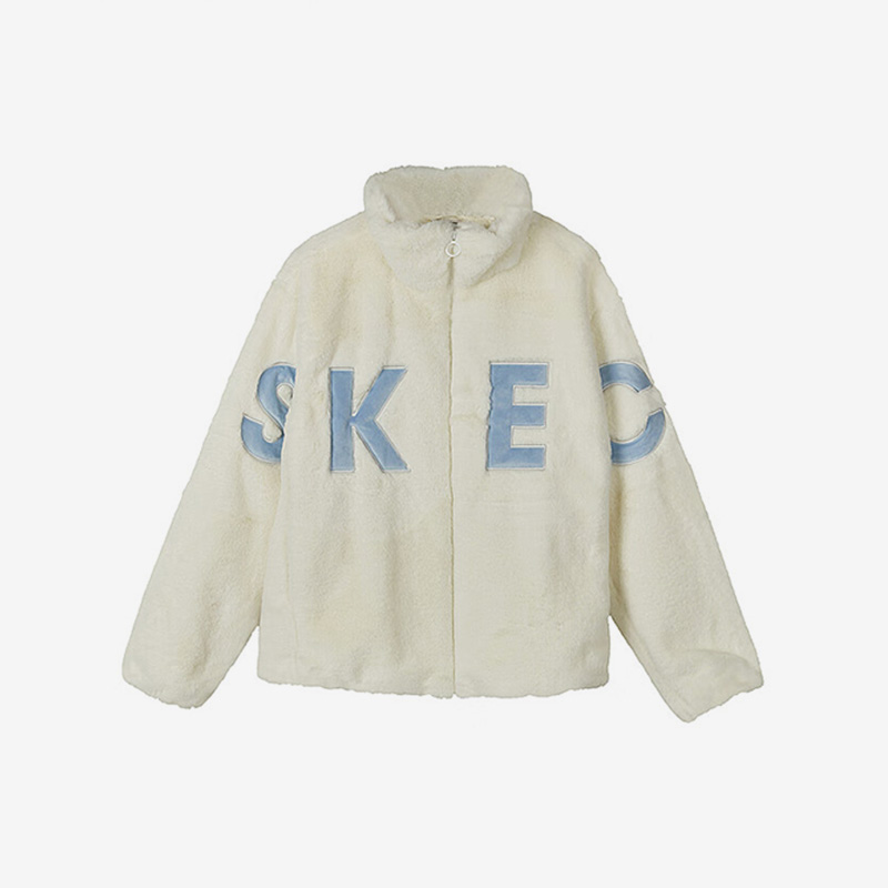 Skechers/斯凯奇正品新款女子保暖防风羊羔绒针织休闲外套