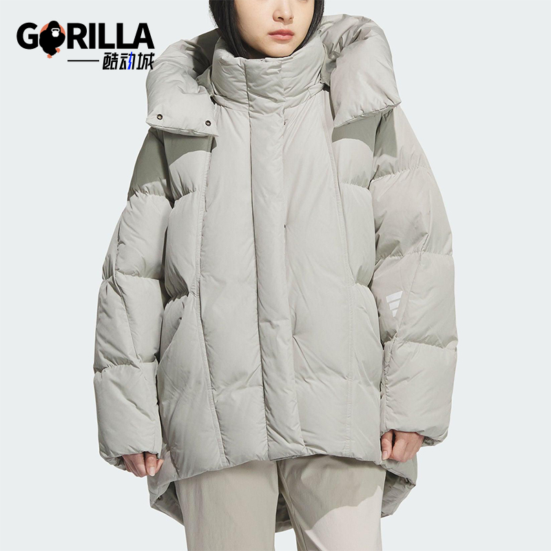 Adidas/阿迪达斯正品冬季女士运动保暖连帽宽松时尚羽绒服KC5800