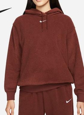 Nike/耐克官方正品女子加绒保暖连帽运动套头衫卫衣 DD5119-273