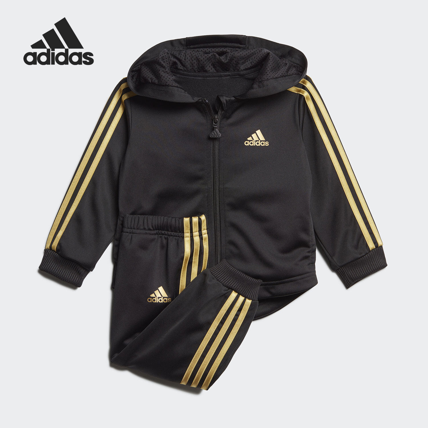 adidas/阿迪达斯官方正品2022新款婴童连帽运动休闲套装 fm6381