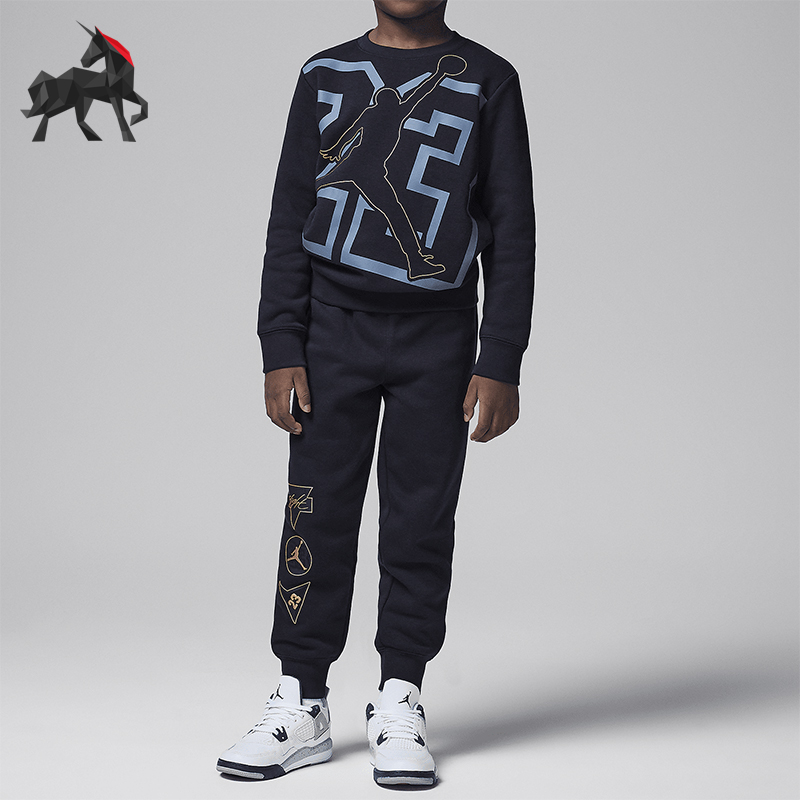 耐克小童运动印花宽松圆领套装